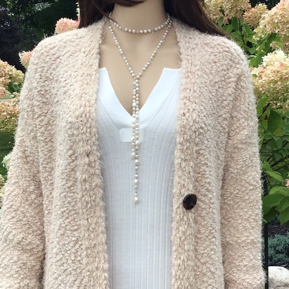 EXTREME SOFT & COZY MIDI CARDIGAN, CREAM with POCKETS - Picture 8 of 13